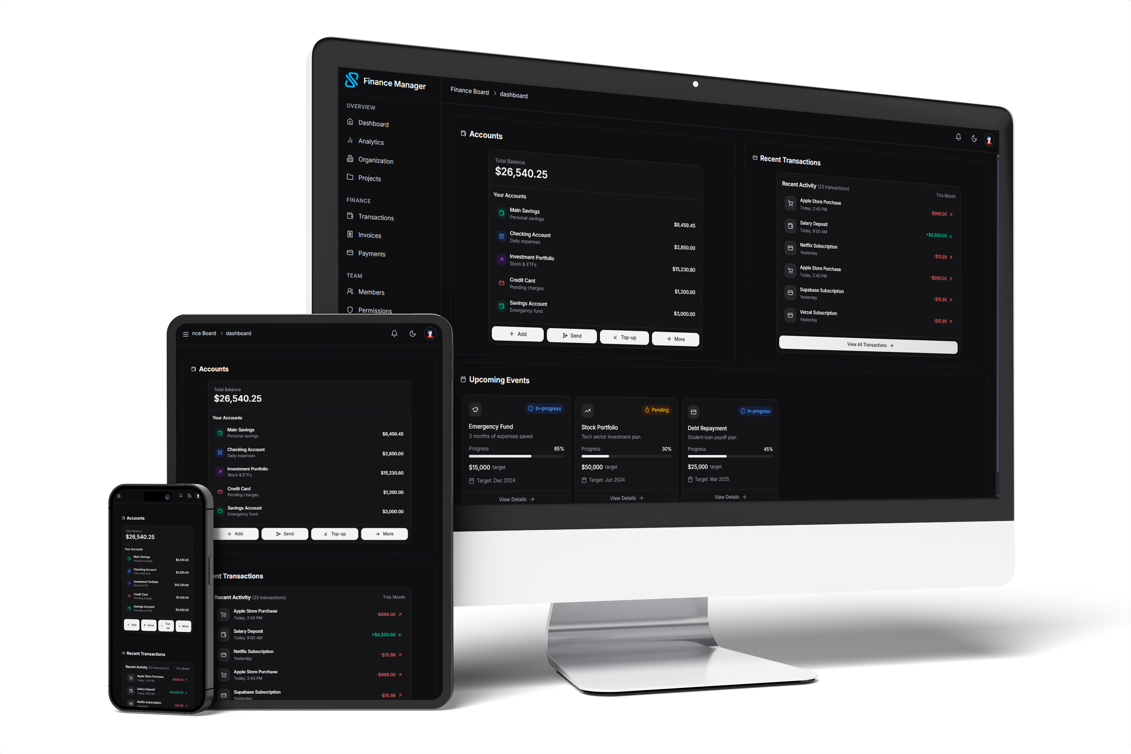 Finance Manager mockup